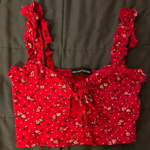Red floral crop top - Picture 2 of 3